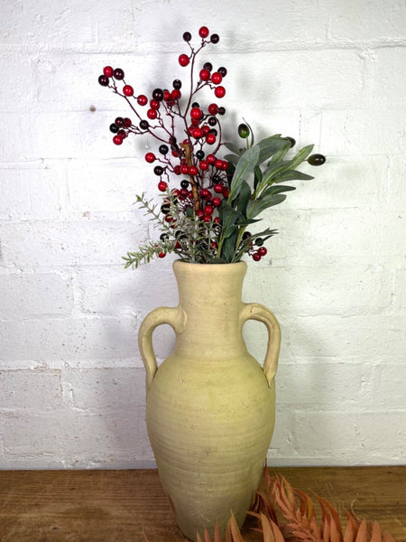 Rustic Mediterranean Terracotta Roman Bottle Amphora Olive Jar Planter Pot Vase