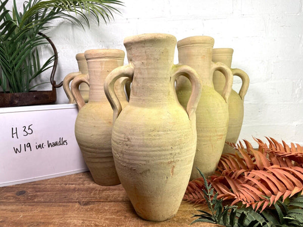 Rustic Mediterranean Terracotta Roman Bottle Amphora Olive Jar Planter Pot Vase