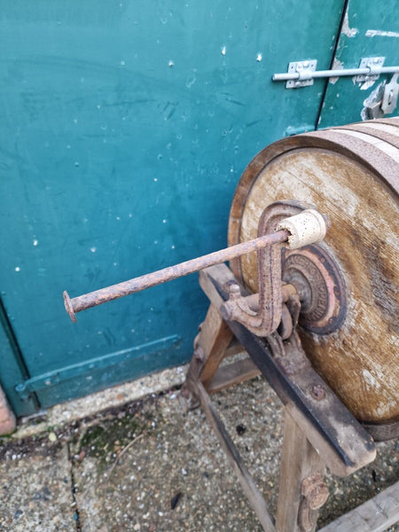 Large Antique English Made Oak Barrel Butter Churn Stand Tombola Garden Feature