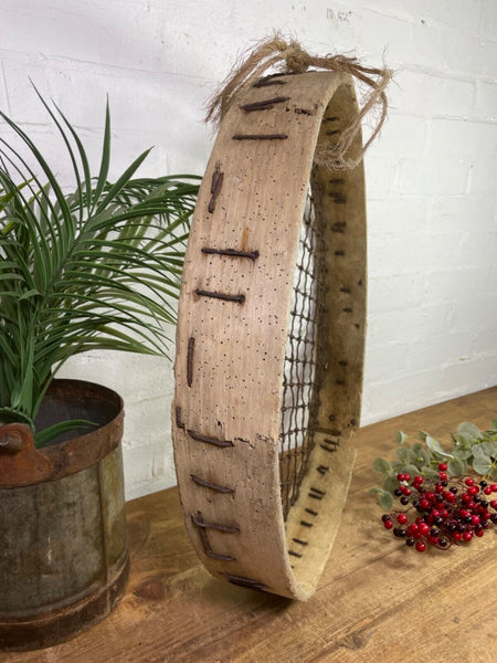 Vintage Rustic Bentwood Agricultural Garden Potato Sieve Riddle Wall Decor