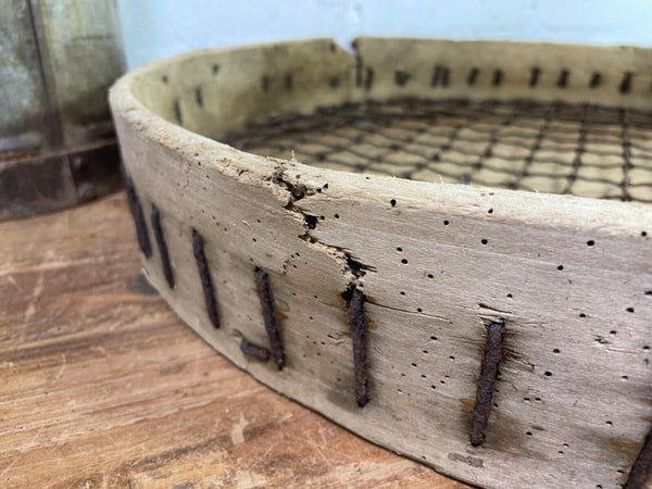 Vintage Rustic Bentwood Agricultural Garden Potato Sieve Riddle Wall Decor