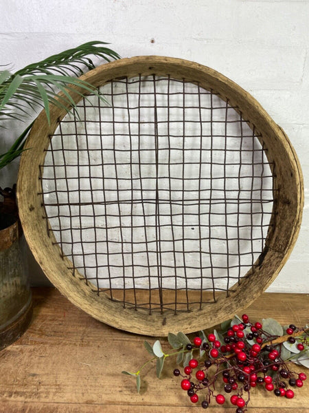 Vintage Rustic Bentwood Agricultural Garden Potato Sieve Riddle Wall Decor