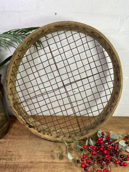 Vintage Rustic Bentwood Agricultural Garden Potato Sieve Riddle Wall Decor