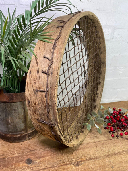 Vintage Rustic Bentwood Agricultural Garden Potato Sieve Riddle Wall Decor