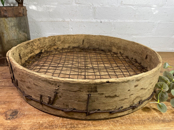 Vintage Rustic Bentwood Agricultural Garden Potato Sieve Riddle Wall Decor