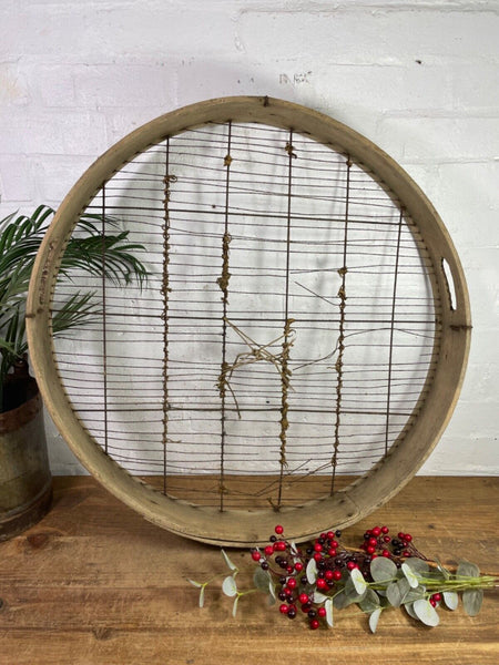 Vintage Rustic Bentwood Agricultural Garden Potato Sieve Riddle Wall Decor