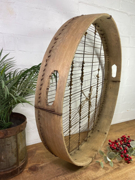 Vintage Rustic Bentwood Agricultural Garden Potato Sieve Riddle Wall Decor