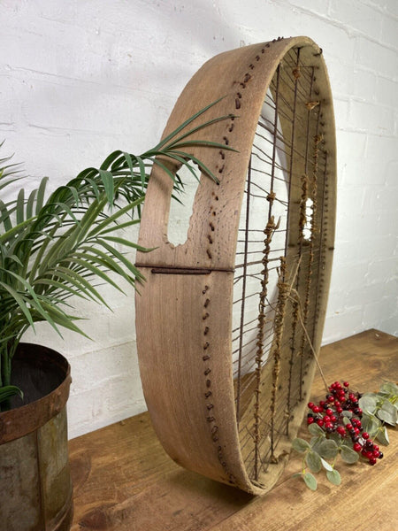 Vintage Rustic Bentwood Agricultural Garden Potato Sieve Riddle Wall Decor