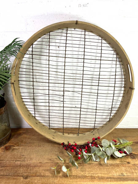 Vintage Rustic Bentwood Agricultural Garden Potato Sieve Riddle Wall Decor