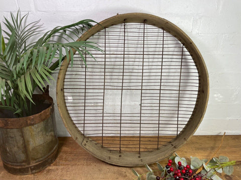Vintage Rustic Bentwood Agricultural Garden Potato Sieve Riddle Wall Decor