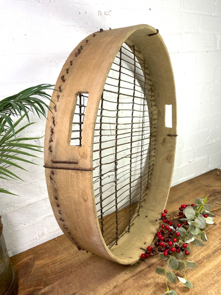 Vintage Rustic Bentwood Agricultural Garden Potato Sieve Riddle Wall Decor