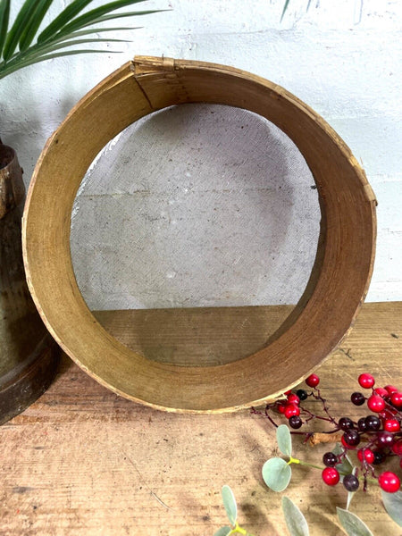 Vintage Rustic Bentwood Agricultural Garden Potato Sieve Riddle Wall Decor