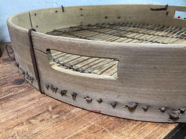 Vintage Rustic Bentwood Agricultural Garden Potato Sieve Riddle Wall Decor