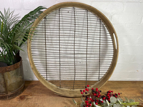 Vintage Rustic Bentwood Agricultural Garden Potato Sieve Riddle Wall Decor