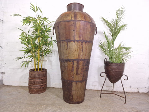 Large 4ft Reclaimed Recycled Metal Alibaba Urn Pot Vase Wedding Display Prop