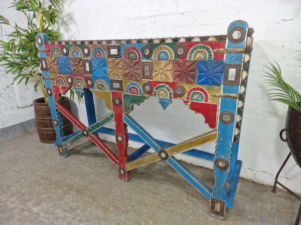 Vintage Reclaimed Hand Carved Solid Wooden Hallway Console Table Sideboard