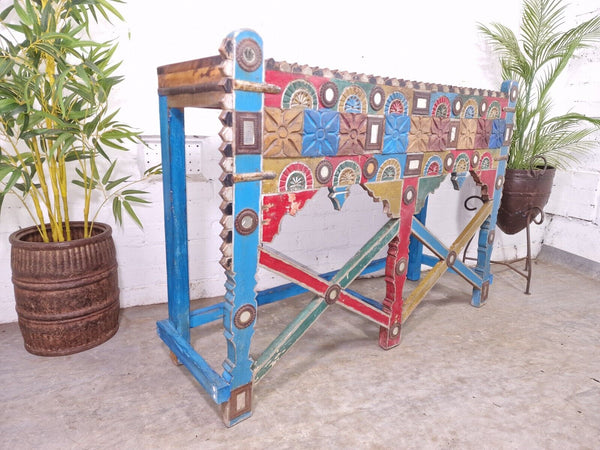 Vintage Reclaimed Hand Carved Solid Wooden Hallway Console Table Sideboard