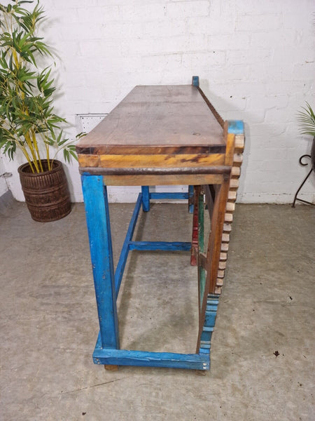 Vintage Reclaimed Hand Carved Solid Wooden Hallway Console Table Sideboard