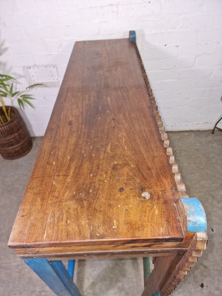 Vintage Reclaimed Hand Carved Solid Wooden Hallway Console Table Sideboard