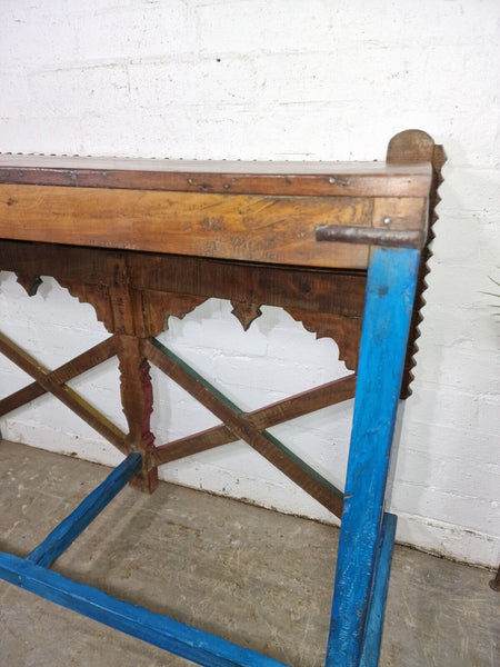 Vintage Reclaimed Hand Carved Solid Wooden Hallway Console Table Sideboard