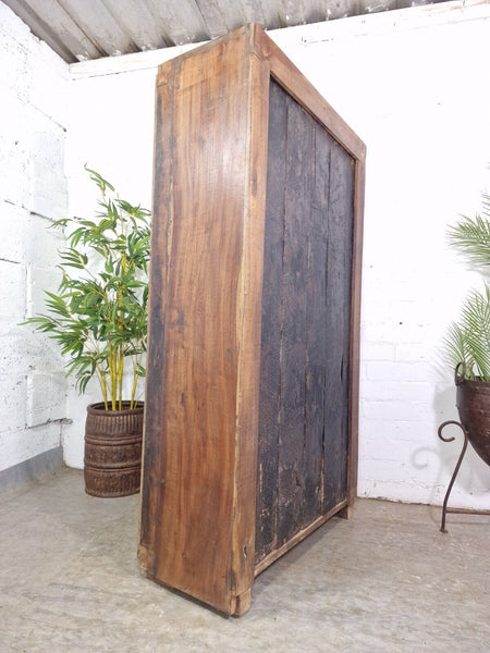 Vintage Antique Indian Solid Wooden Hand Carved Kitchen Cabinet Cupboard Armoire
