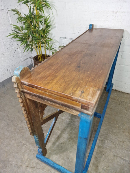 Vintage Reclaimed Hand Carved Solid Wooden Hallway Console Table Sideboard