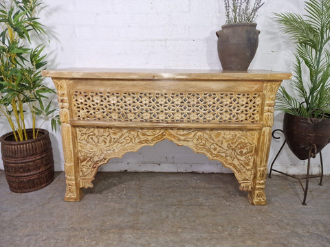 Vintage Reclaimed Hand Carved Solid Wooden Hallway Console Table Desk