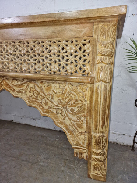 Vintage Reclaimed Hand Carved Solid Wooden Hallway Console Table Desk
