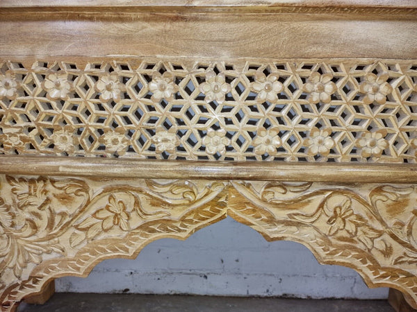 Vintage Reclaimed Hand Carved Solid Wooden Hallway Console Table Desk