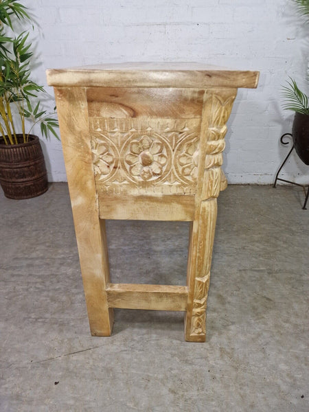 Vintage Reclaimed Hand Carved Solid Wooden Hallway Console Table Desk