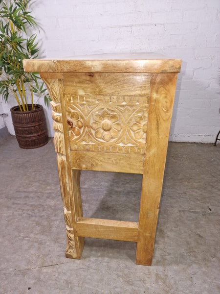 Vintage Reclaimed Hand Carved Solid Wooden Hallway Console Table Desk