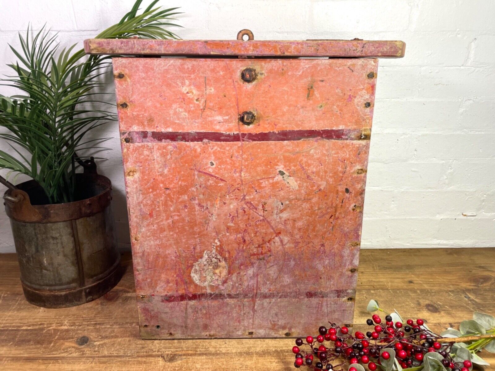 Antique 19th Century Coachman's Horse Drawn Wagon Cart Tool Storage Trunk Chest