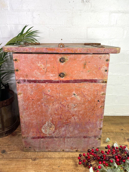 Antique 19th Century Coachman's Horse Drawn Wagon Cart Tool Storage Trunk Chest