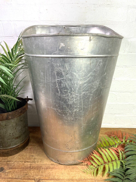 Vintage French Metal Grape Picking Hod Garden Planter Flower Pot Log Basket