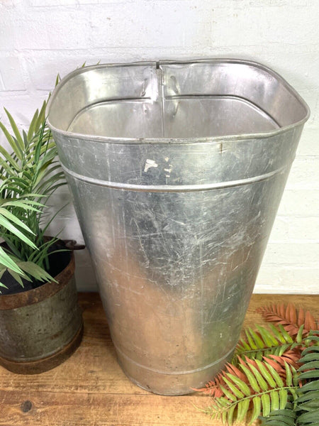 Vintage French Metal Grape Picking Hod Garden Planter Flower Pot Log Basket