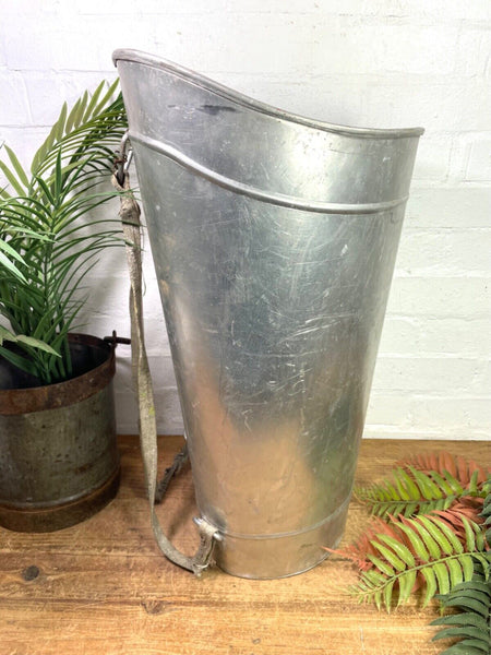 Vintage French Metal Grape Picking Hod Garden Planter Flower Pot Log Basket