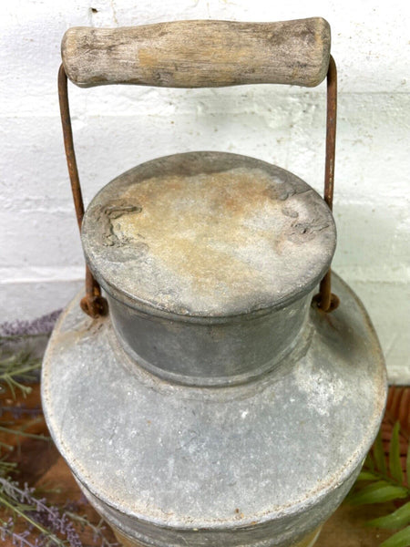 Vintage Small Rustic Galvanised Milk Churn Garden Planter Wedding Prop