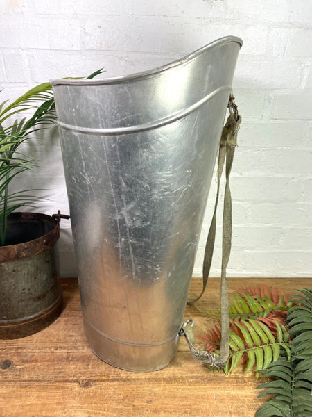Vintage French Metal Grape Picking Hod Garden Planter Flower Pot Log Basket