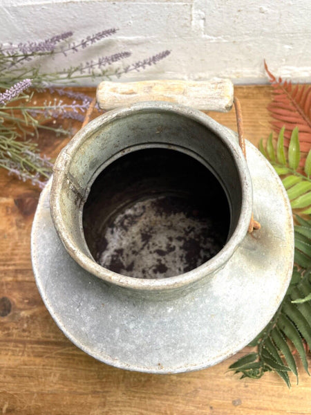Vintage Small Rustic Galvanised Milk Churn Garden Planter Wedding Prop