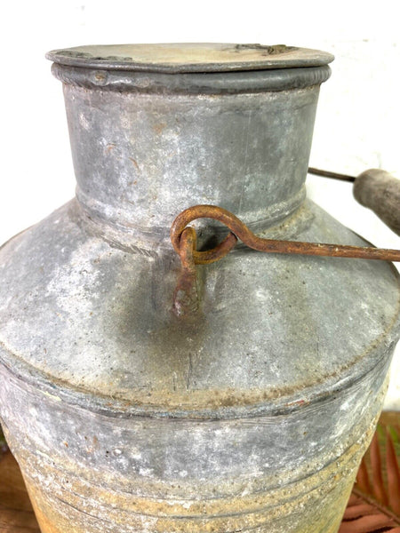 Vintage Small Rustic Galvanised Milk Churn Garden Planter Wedding Prop