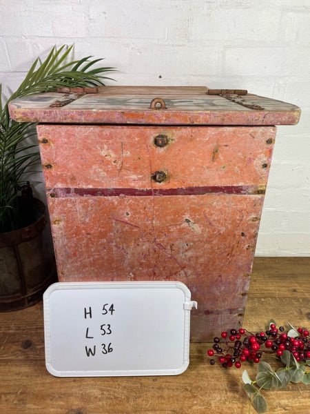Antique 19th Century Coachman's Horse Drawn Wagon Cart Tool Storage Trunk Chest