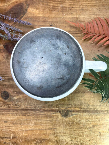 Vintage French White/floral Enamel Cooking Pot Tub Garden Flower Herb Planter