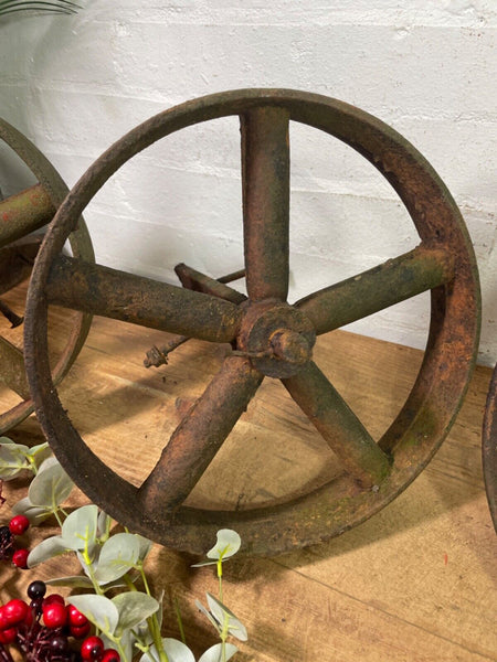 Antique Vintage Cast Iron Set 4 Chicken Shepherds Hut Wheels