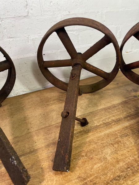 Antique Vintage Cast Iron Set 4 Chicken Shepherds Hut Wheels