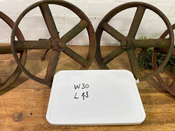 Antique Vintage Cast Iron Set 4 Chicken Shepherds Hut Wheels