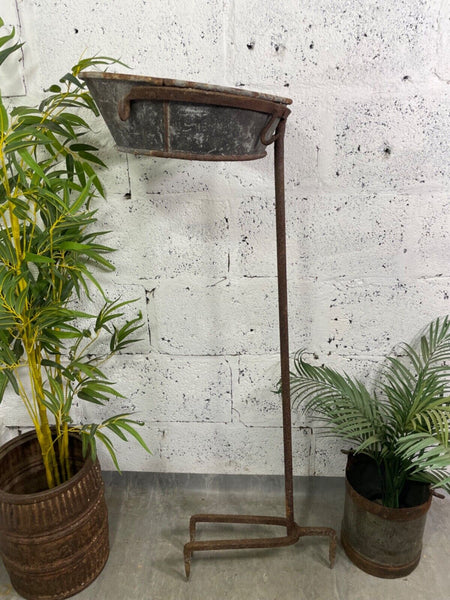 Antique 19th Century Blacksmith made Wrought Iron Sack Filler Garden Planter