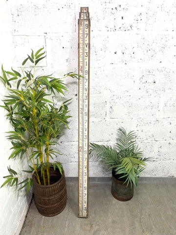 ANTIQUE VINTAGE SURVEYORS WOODEN TELESCOPIC MEASURE STICK RULE STAFF POLE