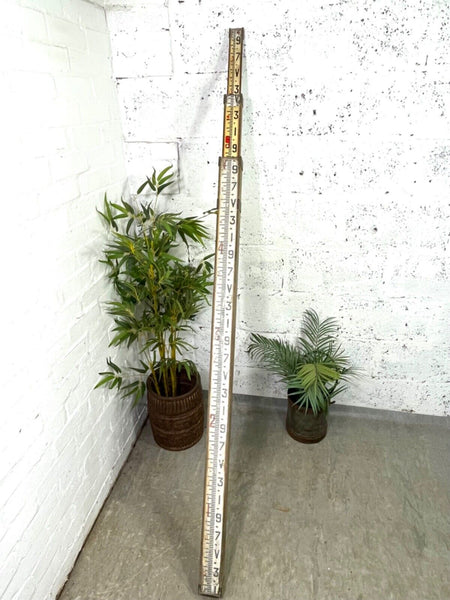 ANTIQUE VINTAGE SURVEYORS WOODEN TELESCOPIC MEASURE STICK RULE STAFF POLE