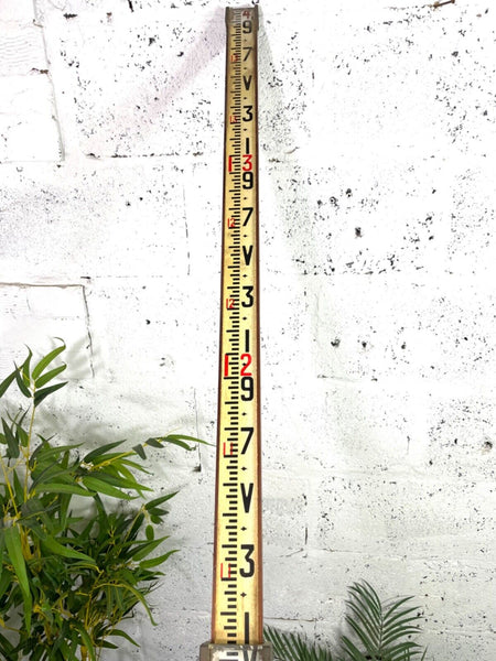 ANTIQUE VINTAGE SURVEYORS WOODEN TELESCOPIC MEASURE STICK RULE STAFF POLE