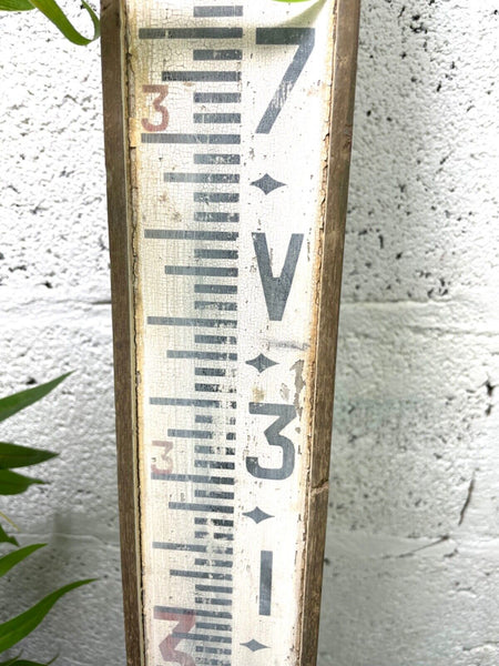 ANTIQUE VINTAGE SURVEYORS WOODEN TELESCOPIC MEASURE STICK RULE STAFF POLE